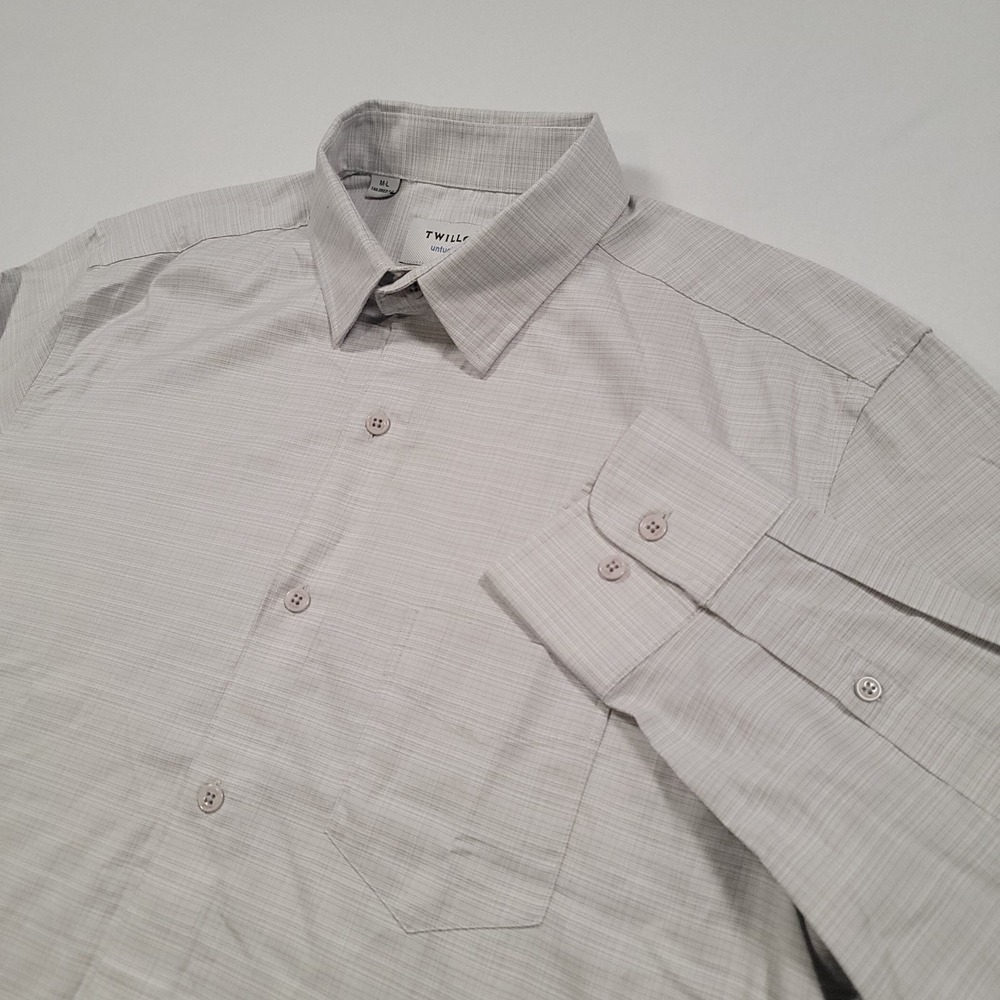 Twillory Untuck(able) Men's Button Down Long Sleeve Stretch Shirt M-L‎ Gray